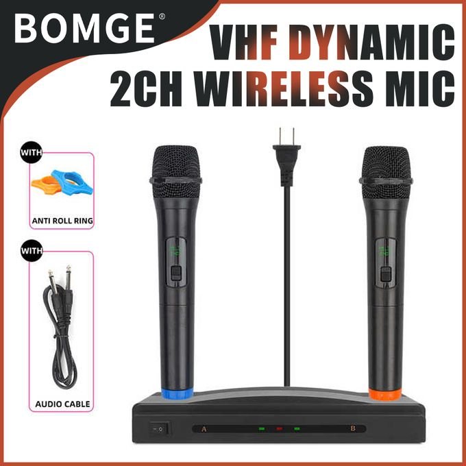 Bomge VHF Dynamic Wireless Microphones Set for Karaoke