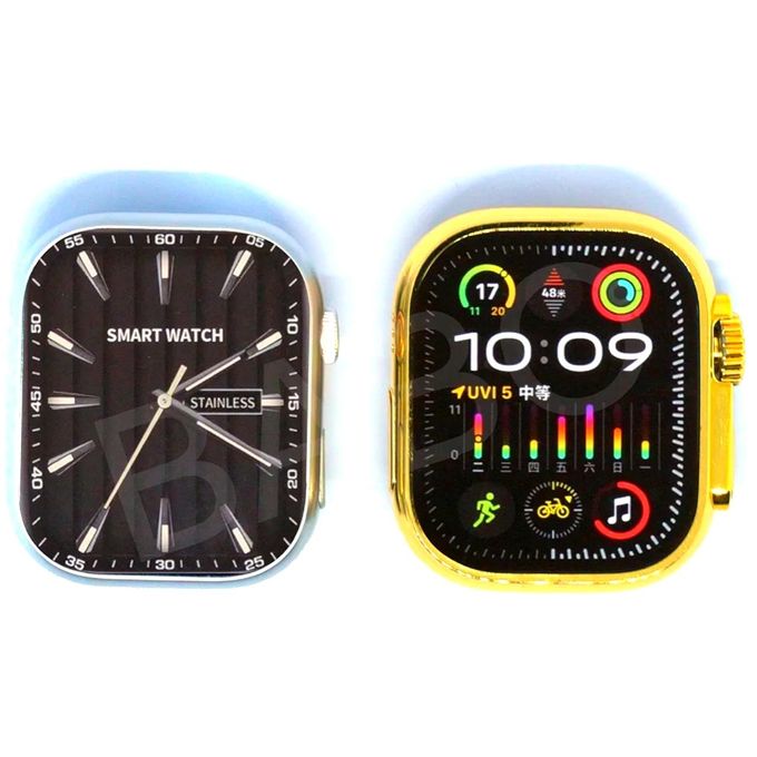 H39 Ultra 2 Smart Watch Deluxe Set: 12-in-2 Package with 2 Chargers, Earbuds, and 7 Straps – Gold — product view 3