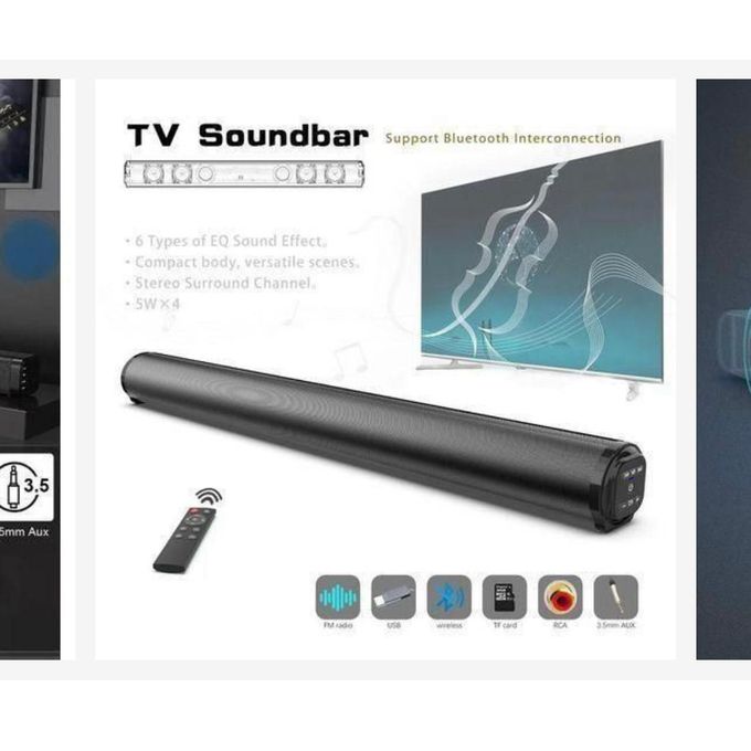 Maxbest Wireless Bluetooth TV Sound Bar with Remote Control - Rechargeable Black