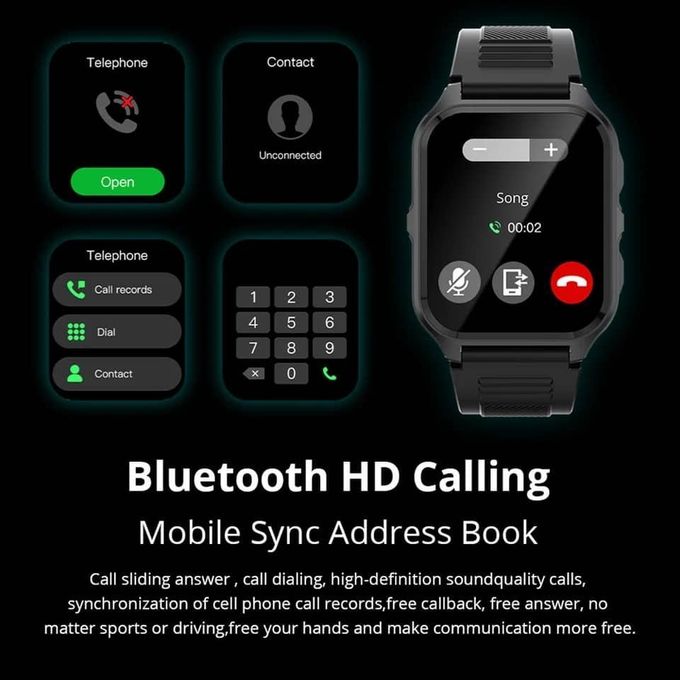 Colmi New 1.9-Inch Outdoor Smartwatch with Calling Feature, IP68 Waterproof, Black