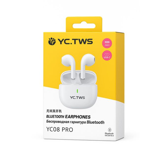 YC.TWS Bluetooth 5.4 Wireless Earbuds – White