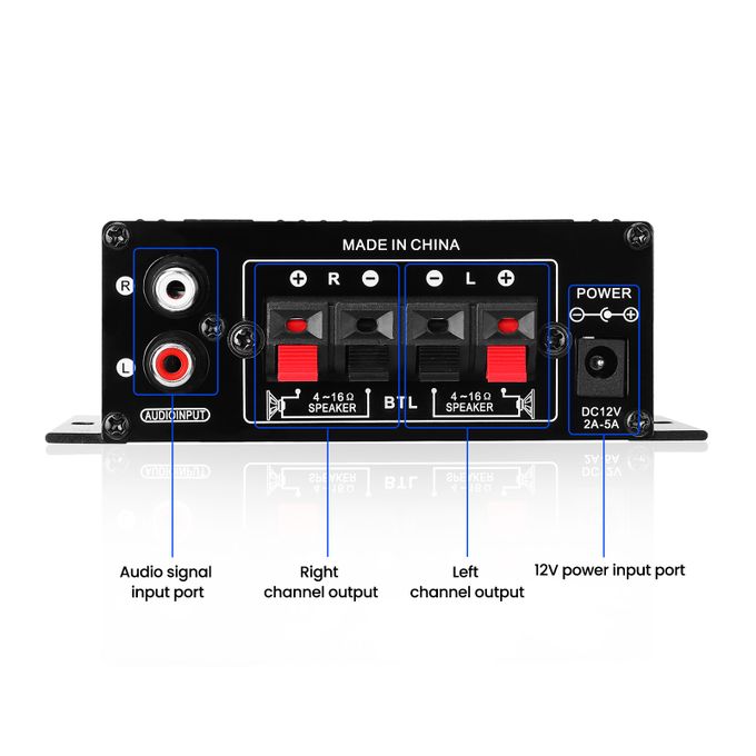 AK270 Portable 2-Channel Stereo Mini Audio Amplifier