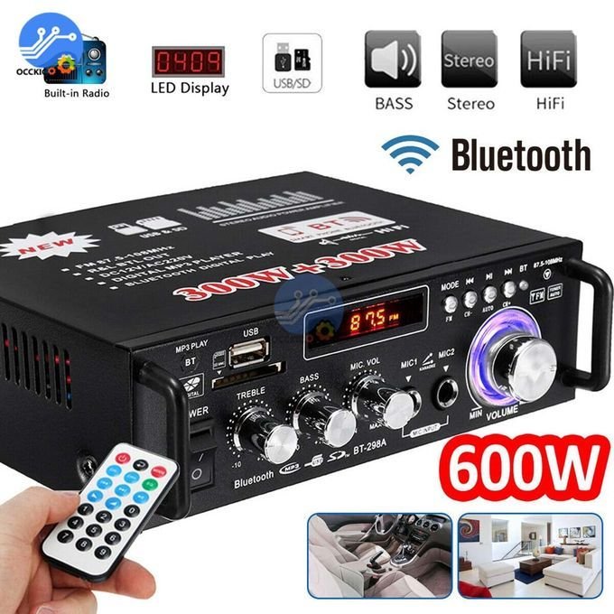 600W Black 2 Channel Hi-Fi Stereo Power Amplifier with Remote Control in kumasi