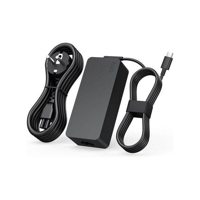 Lenovo 65W Type-C Power Adapter with Power Cable – Black