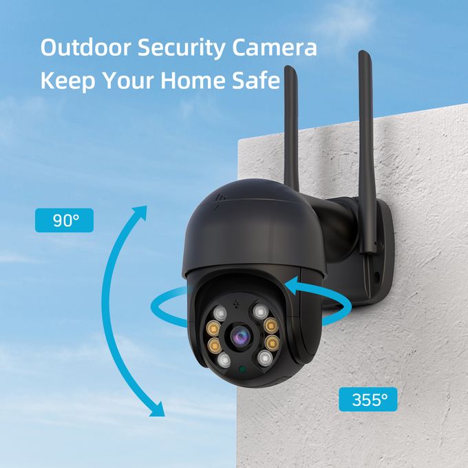 Black 4K PTZ Outdoor IP Wi-Fi Security Camera