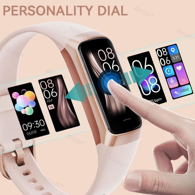 Pink Fitness Tracker Smart Watch Band with Blood Pressure Monitoring and Notifications
