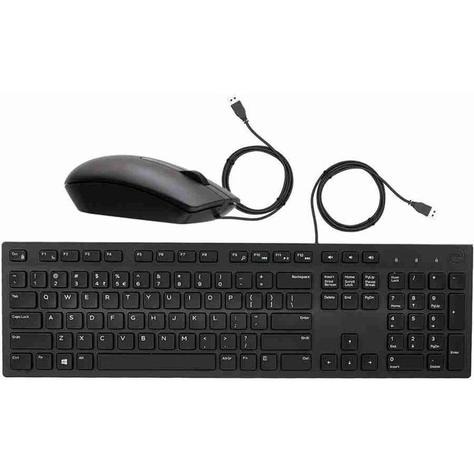 Stylish Black Wired Keyboard and Mouse Set