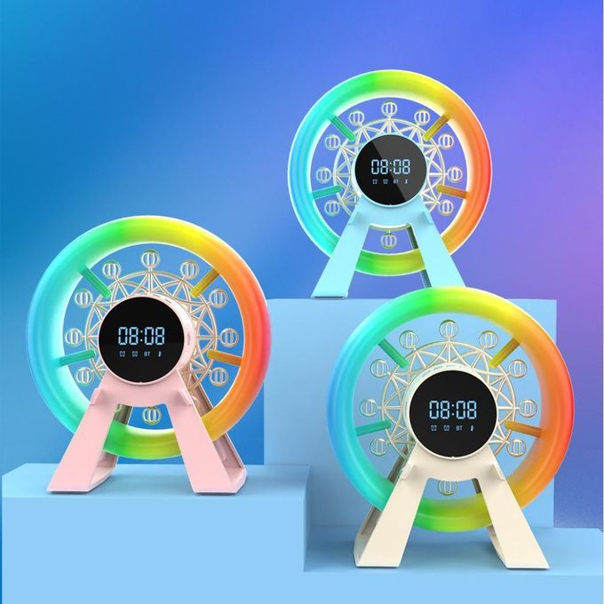 L-38A Pink Ferris Wheel RGB Light Clock Speaker