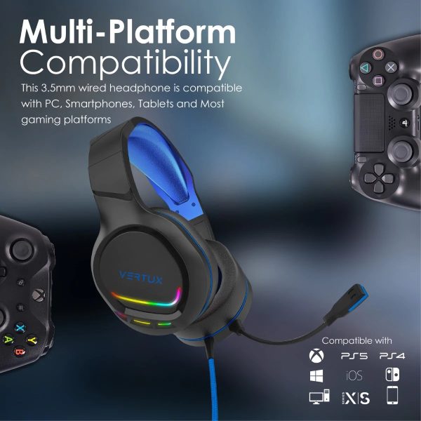 Vertux Amplified Wired Gaming Headset with Noise Isolation