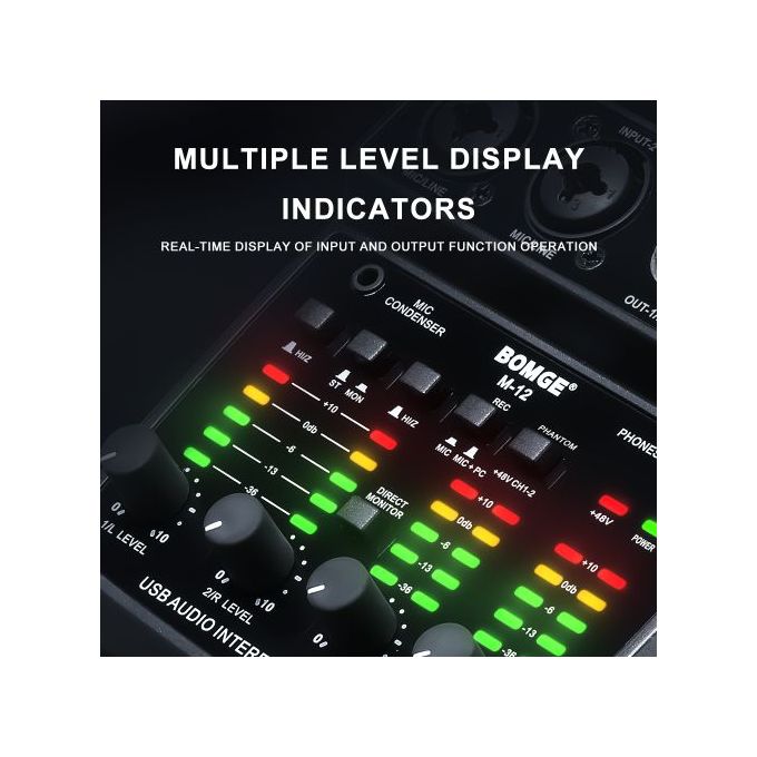 Bomge M-12 USB Audio Interface Mixer Table Sound Plate – Black