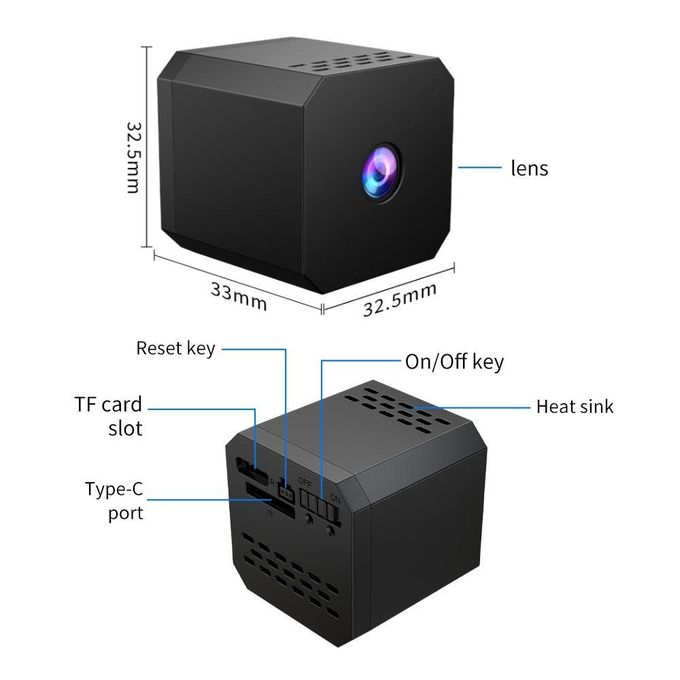 Compact Hidden Wireless WiFi Spy Camera with Motion Detection and Night Vision, Featuring Built-in Battery for Nanny Surveillance