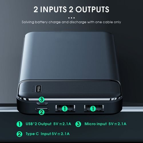 Buy Slim LCD Fast Charge Power Bank – 10000mAh – Black