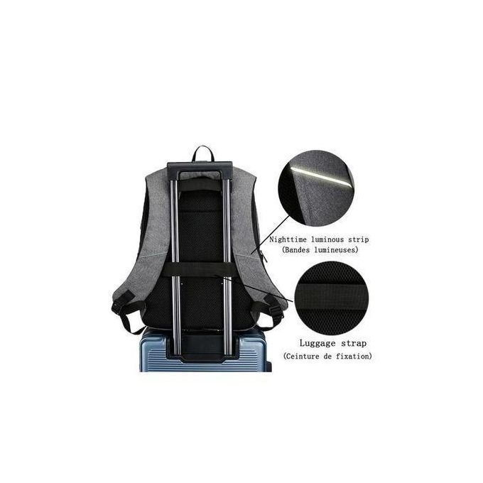 Premium Men’s Laptop Backpack with USB Port – Grey/Black