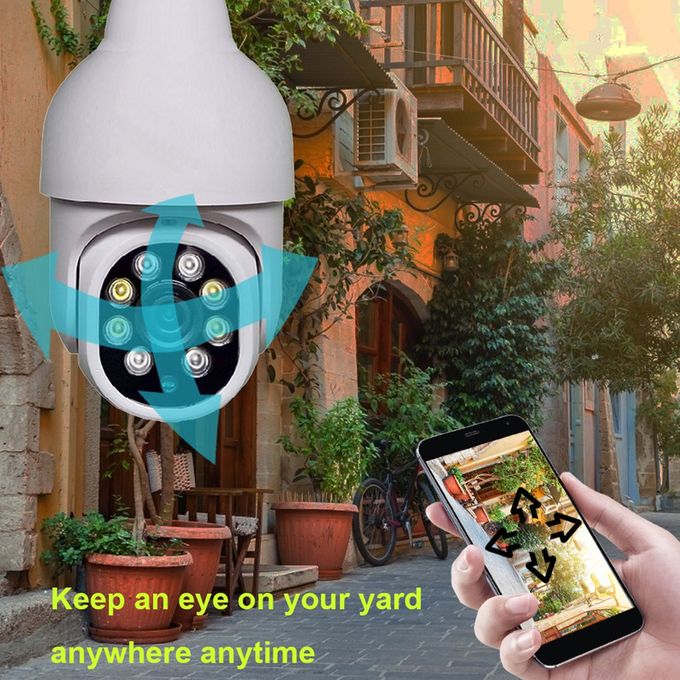 White 1080P E27 WiFi IP PTZ Security Camera with Auto Motion Tracking — product view 3
