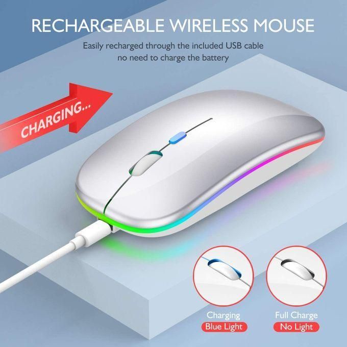 ZG Slim Rechargeable Wireless Mouse – 2.4G Bluetooth Dual Mode in Silver