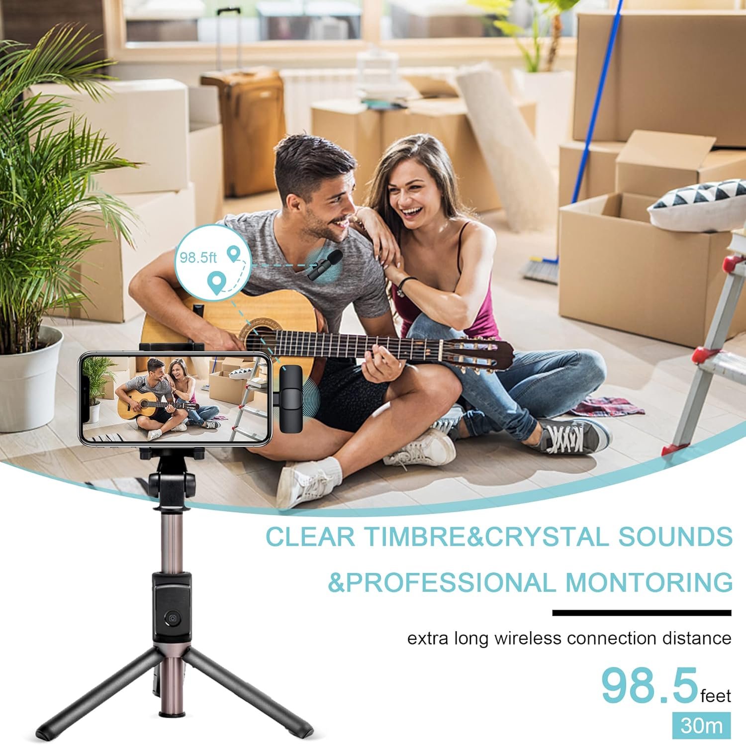 Buy Wireless Lavalier Microphone – Wireless Microphones Compatible with iPhone iPad, Plug-Play Wireless Mic for Recording, YouTube, TikTok, Facebook Live Stream, Noise Reduction Auto-Sync in Kumasi