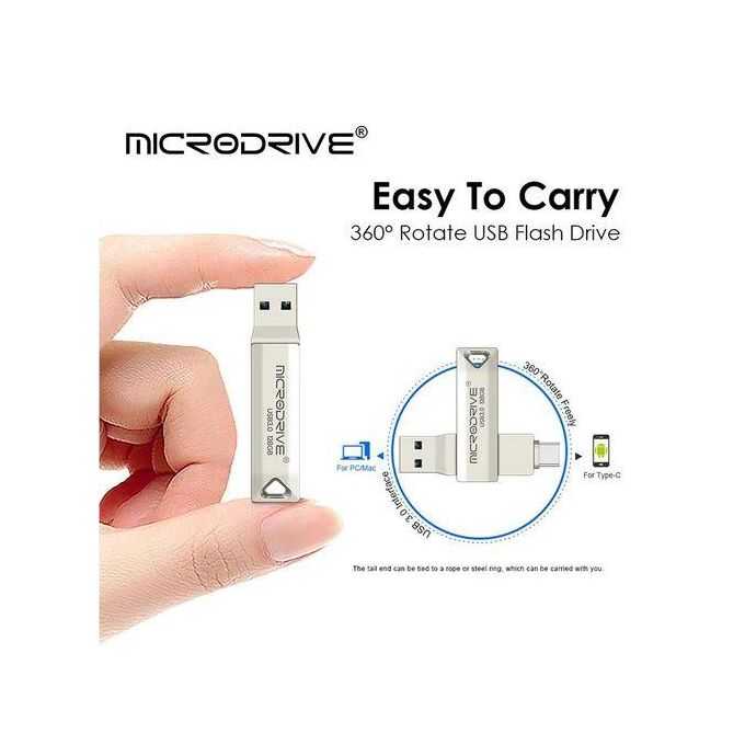 64GB Microdrive USB 3.0 OTG USB-C Dual Connector Flash Drive – Metal Memory Stick