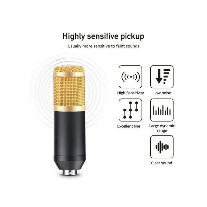 BM800 Professional Studio Condenser Microphone – 3.5mm Wired Microphone for Radio Broadcasting and Vocals with Mic Stand in kumasi — product view 2