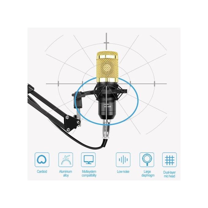 BM800 Microphone Set with V8 Sound Card – Black — product view 5