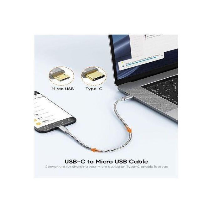 LASA 20cm OTG Converter Cable – Micro USB to USB-C Adapter