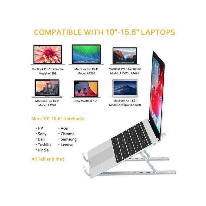 Silver Adjustable Aluminum Laptop Stand