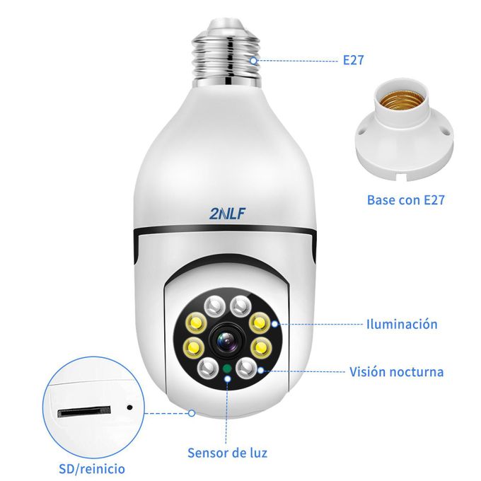 2NLF 4MP Full HD 360° WiFi Bulb Surveillance Camera
