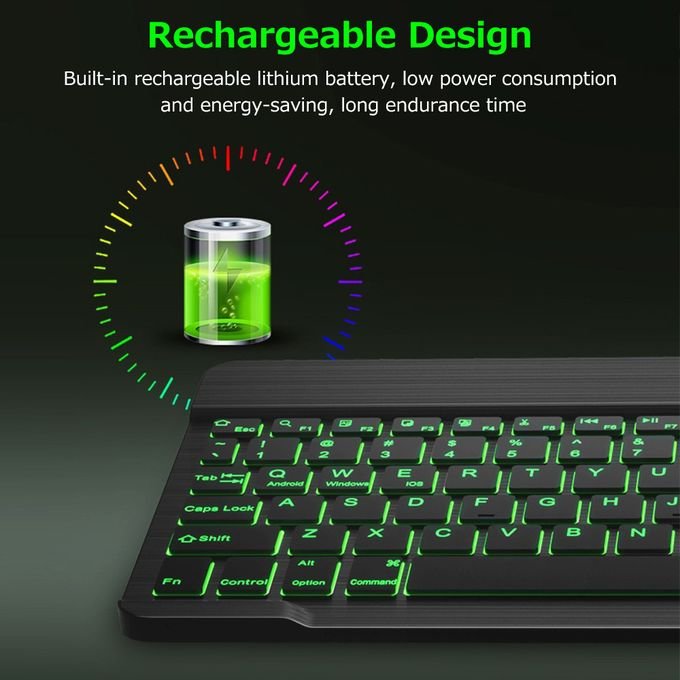 10-Inch Ultra-Thin Rechargeable Wireless Bluetooth Keyboard with Mixed Lighting in kumasi