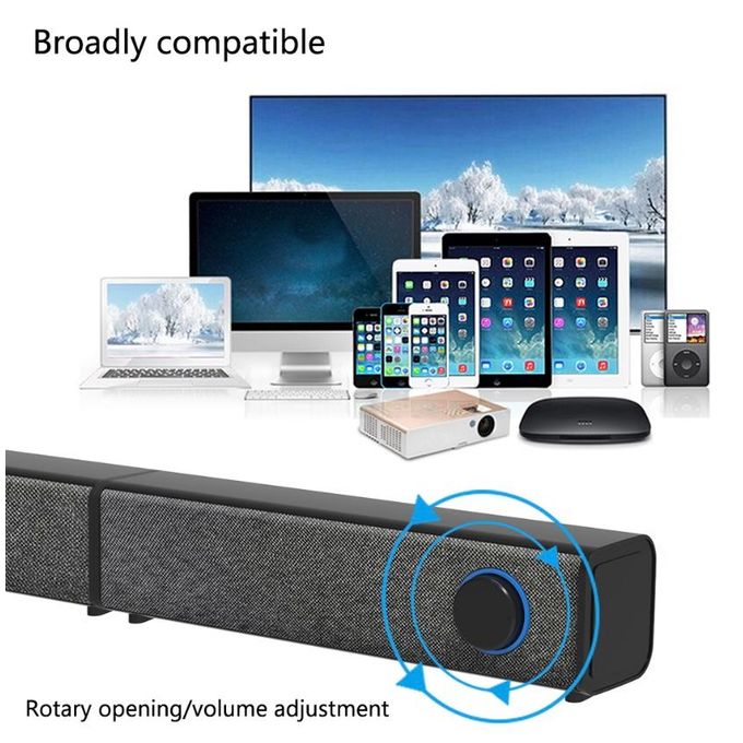 Black Wireless Soundbar with Subwoofer
