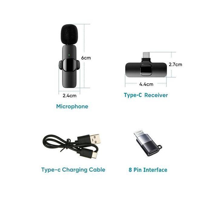 Wireless Lavalier Microphone for iPhone and iPad – Plug-and-Play Mic for Recording, Live Streaming, YouTube, TikTok, Facebook with Noise Reduction – Black