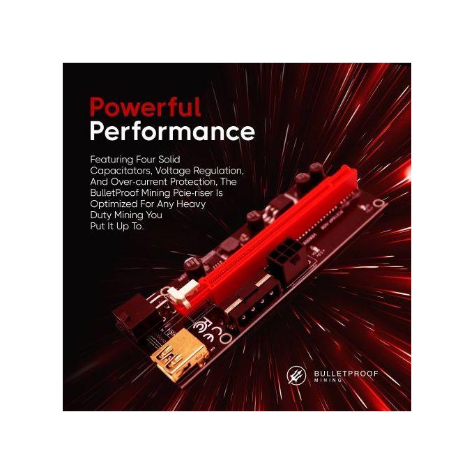 Hanergy Ver009S PCIe Riser Card Adapter – USB 3.0 PCI-E 1X to 16X Extender with 16A Power Supply, 4 Durable Capacitors, 6-Pin Connector, 60cm Cable for GPU Mining — product view 3