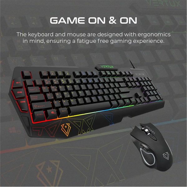 Vertux RGB Gaming Keyboard and Mouse Set with Instant Macro Keys