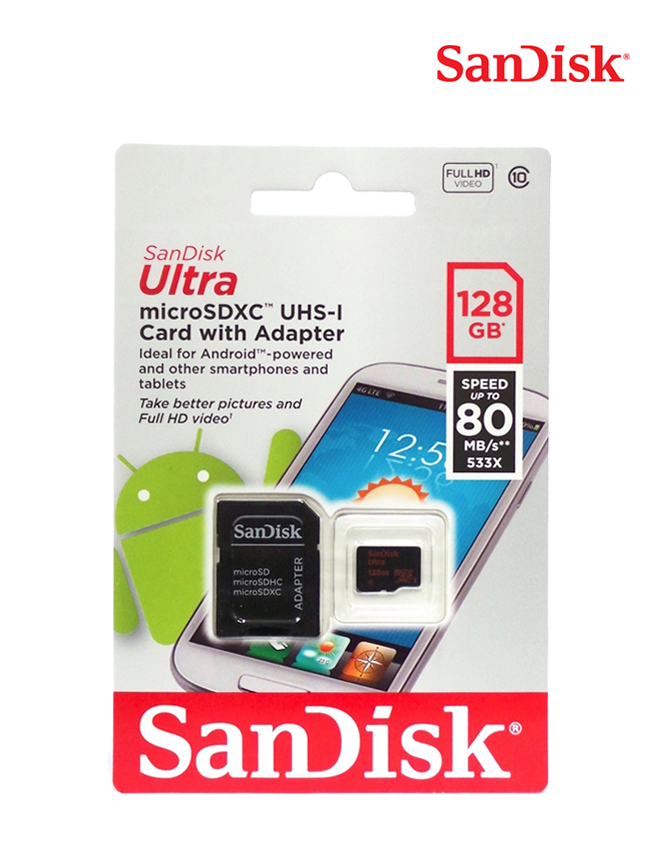 SanDisk Ultra 128GB MicroSDXC - 80MB/s Speed