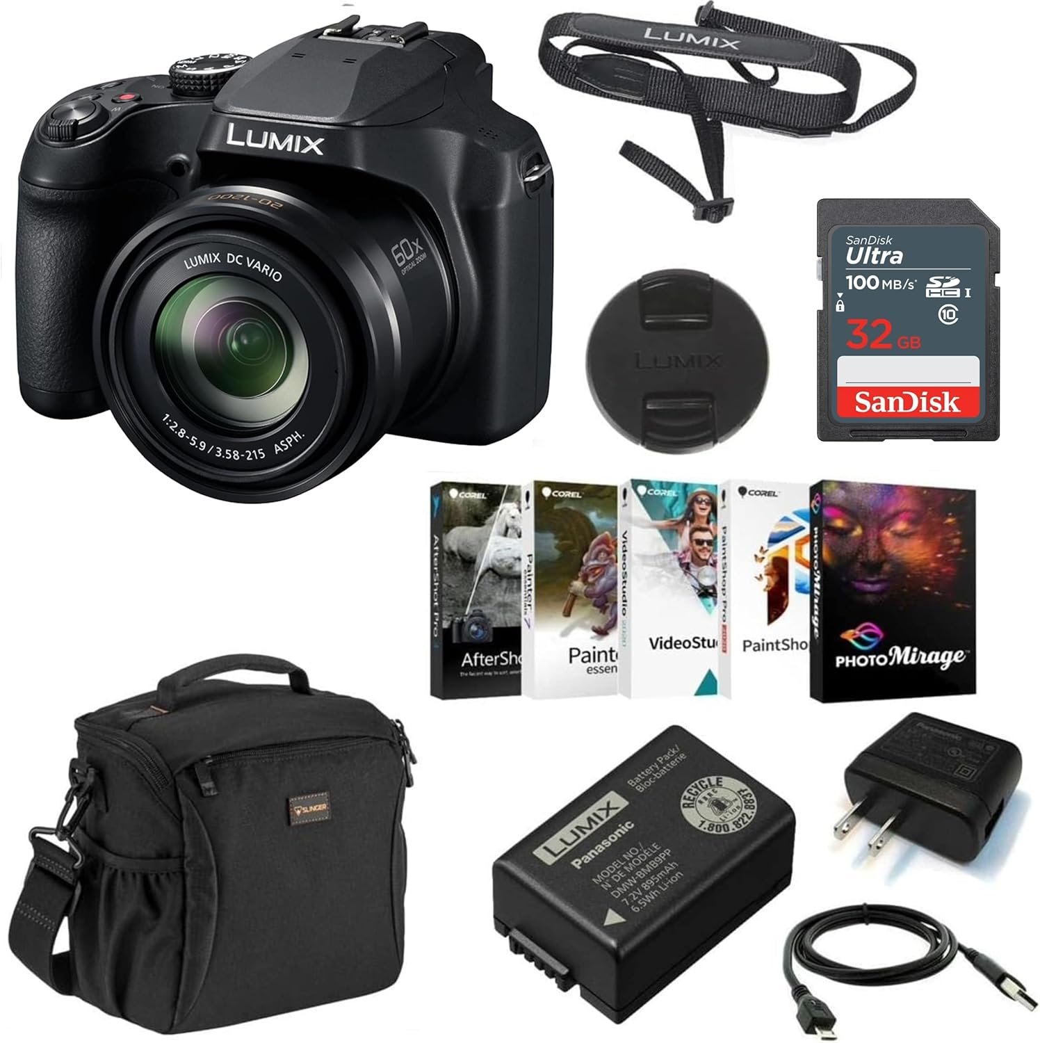 Buy Panasonic Lumix DC-FZ80 4K Digital Camera Bundle with Bag, 32GB SD Card, and Photo Editing Software Kit in Kumasi