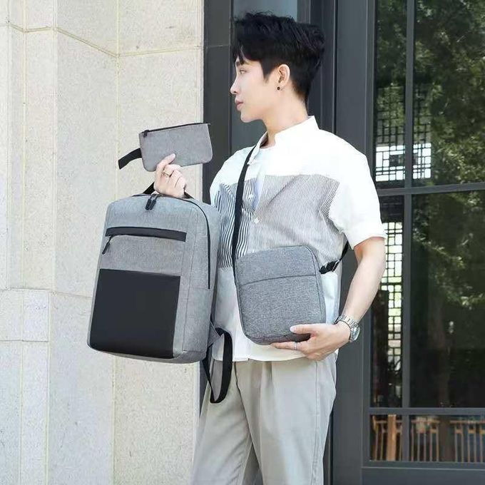 Grey 3-in-1 Multi-Functional Backpack with USB Port