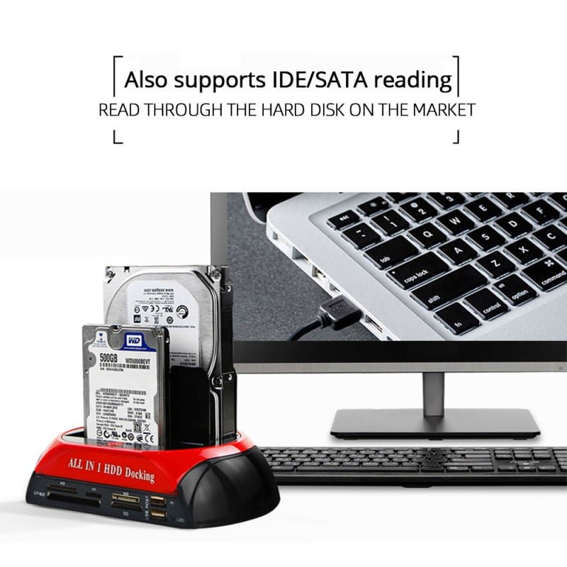 Buy USB To IDE Sate With Power Supply SSD HDD Docking Station For 2.5 3.5 Inch IDE SATA Hard Drive Disk With Card Reader USB Ports in Kumasi