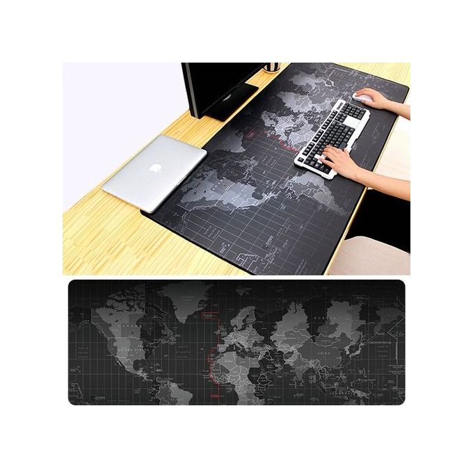 Non-Slip World Map Design Gaming Mouse Pad and Keyboard Mat, Dimensions: 80 x 30 cm