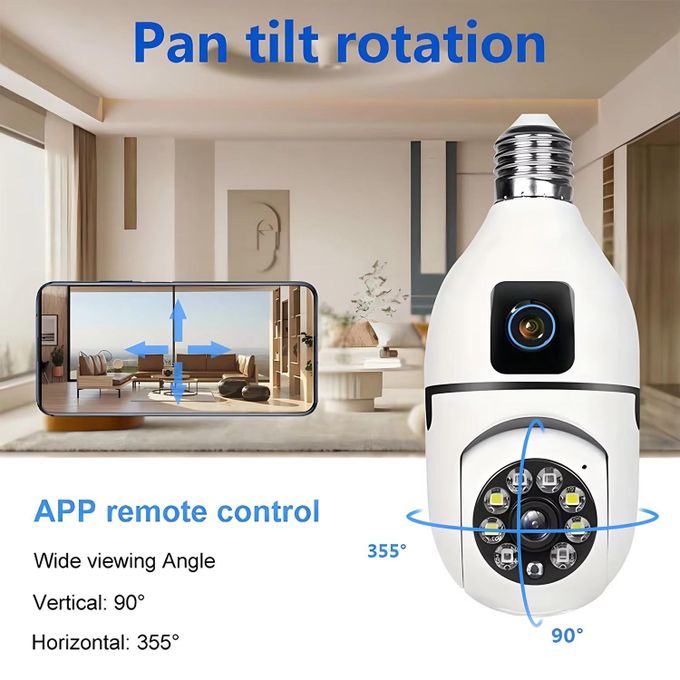 Security Camera with Dual Lens Bulb
