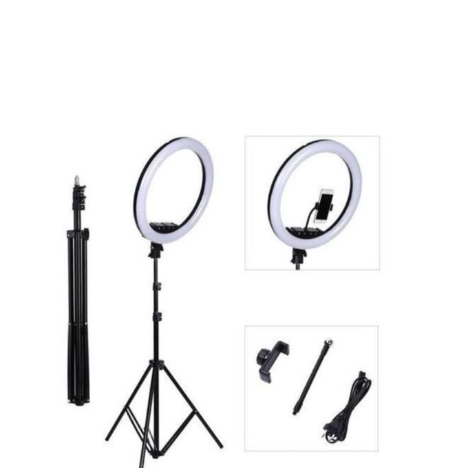 Adjustable Black 12-Inch LED Ring Light with Tripod Stand