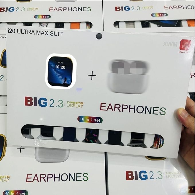 DIY i20 Ultra Max Smartwatch with Wireless Earphones (10-in-1 Bundle)