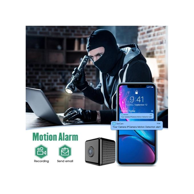 Wireless Mini Night Vision Camera – Black WiFi Surveillance Camcorder
