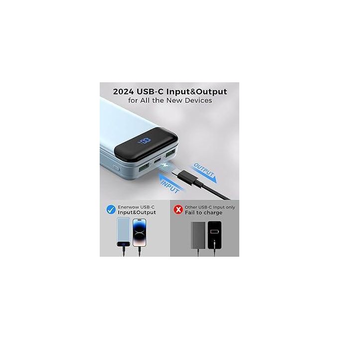 4-in-1 Ultra-Slim 20000mAh (74Wh) Portable Power Bank Featuring Integrated USB, Type-C, Micro-USB, and Lightning Cables, Dual Input (Micro USB & Type-C), LED Display, and Fast…