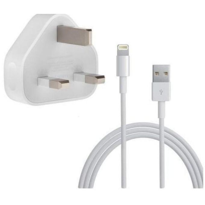 White 3-Pin USB to Lightning Charger for iPhones - Fast Charging