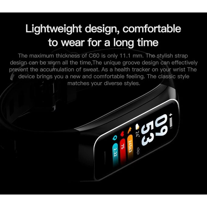 Grey Fitness Tracker Smart Watch Band with Blood Pressure Monitoring and Notifications