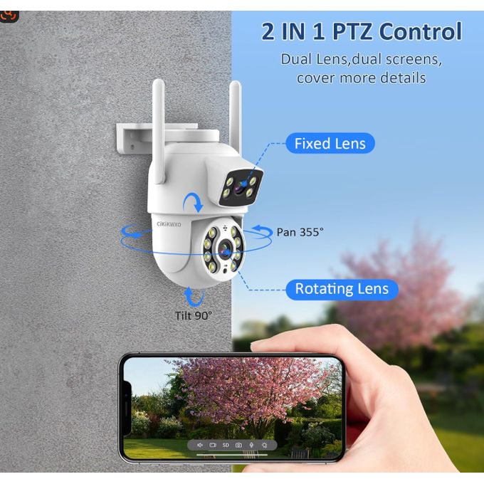 WiFi Security Camera with Dual Lens and PTZ Functionality