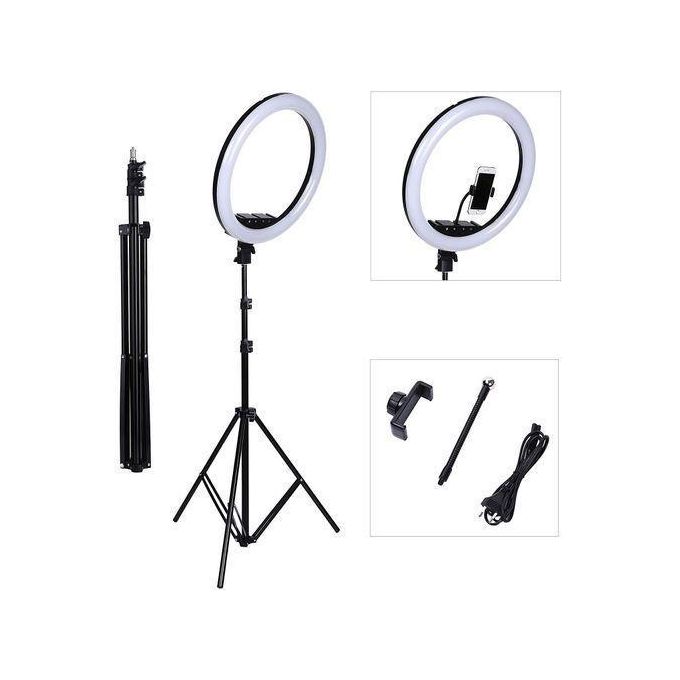 12-Inch Smart LED Ring Light with Remote Control and Stand - Black