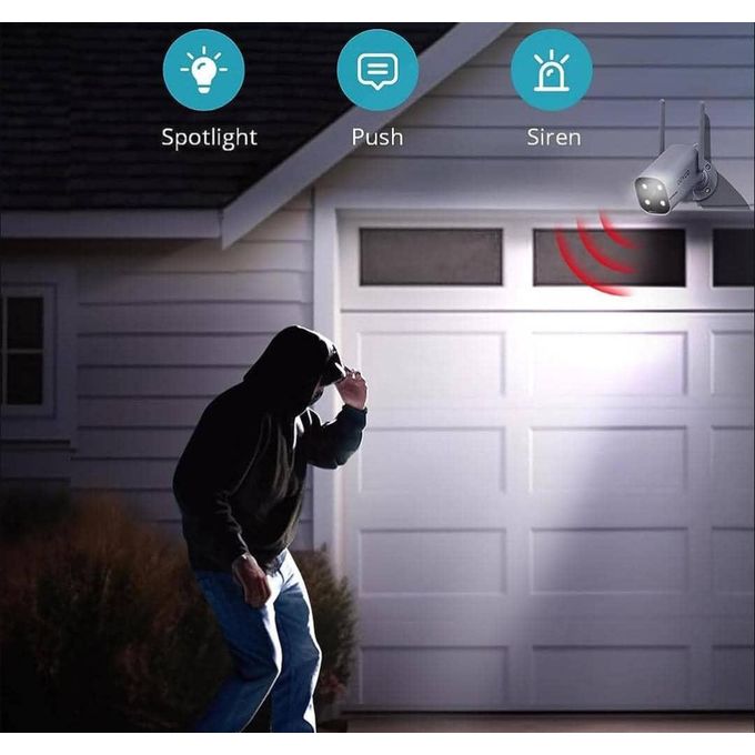 DEKCO T02-DC4L Outdoor Security Camera – 2K Pan and 180° Rotating Wired WiFi Home Security Camera with Two-Way Audio – White