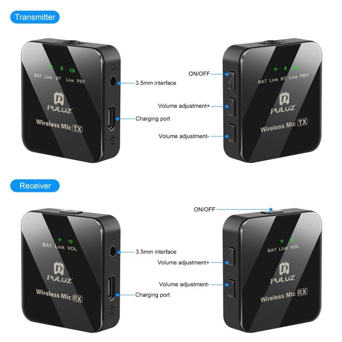 Black Wireless Lavalier Microphone Set: 2 Transmitters and 1 Receiver in kumasi