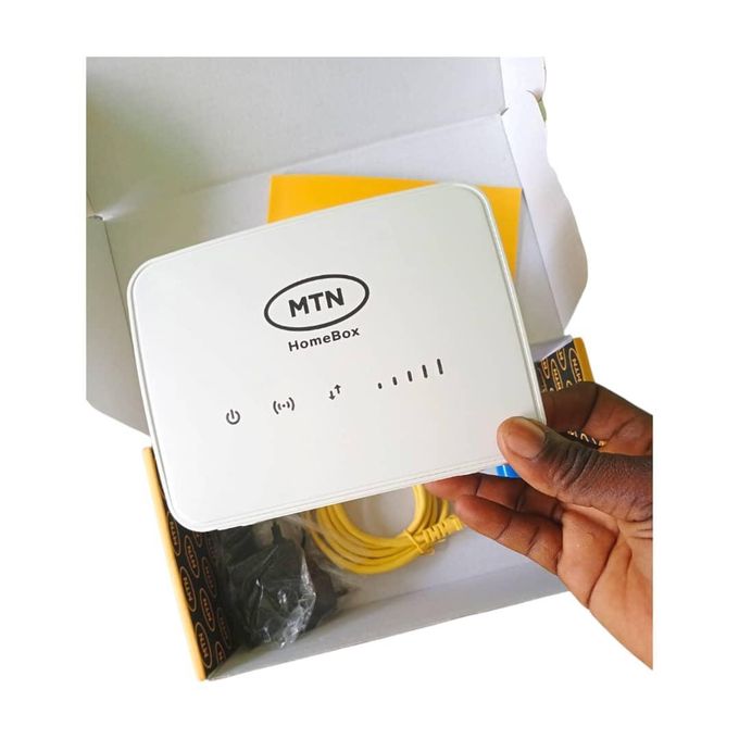 MTN HomeBox 4G Universal Router with Backup Battery – White and Yellow Packaging