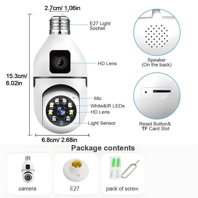 Security Camera with Dual Lens Bulb