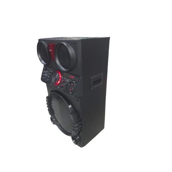 15-Inch Professional Rechargeable Bluetooth Woofer Speaker with Karaoke Function – Includes USB Ports, 2 Microphones, FM Radio, Aux-in Jack, Rechargeable Battery, and LED Lights… — product view 3